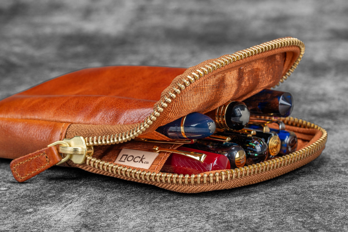 Galen Leather x Nock Co Legacy Collection 3 Slot Sinclair Pen Case - Deep Cognac