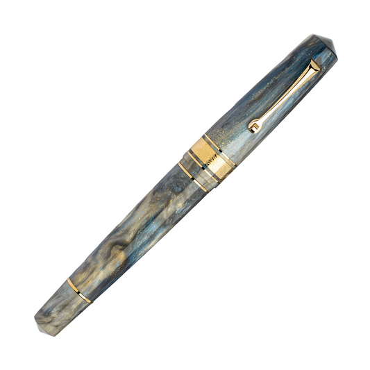 Leonardo Momento Zero Grande 2.0 The Power of Flowers Fountain Pen - Orchidea Blue with Gold Trim