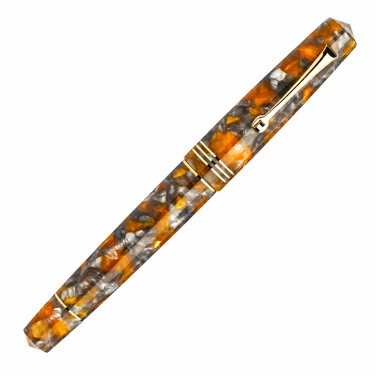 Leonardo Momento Zero Grande Fountain Pen - Lava and Ash with Gold Trim