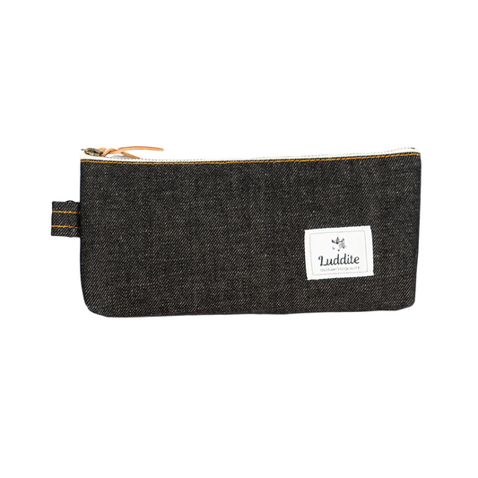 Luddite Gusseted Pen Case - Black Denim