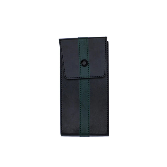 Monteverde Deluxe Collection Vegan Leather 3 Slot Zippered Pen Case - Green Black