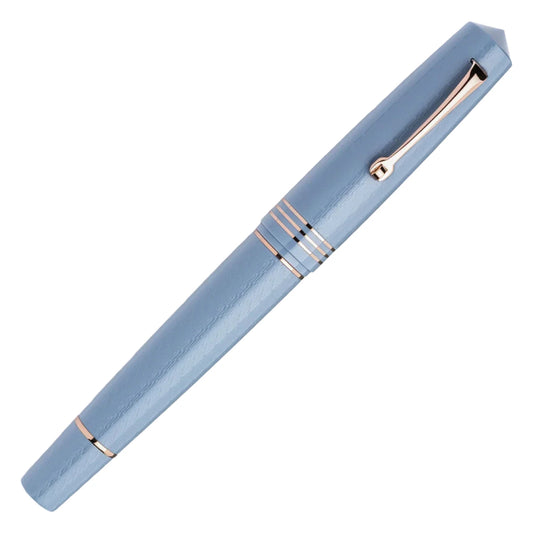 Leonardo Momento Zero Grande 2.0 Piston Fountain Pen - The Art of Guilloché - Indigo with Rose Gold Trim