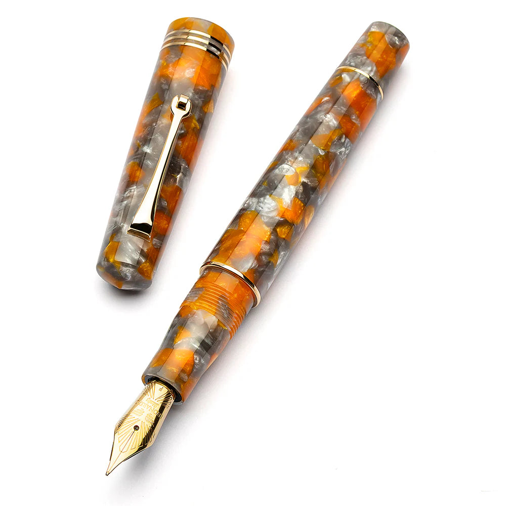 Leonardo Momento Zero Grande Fountain Pen - Lava and Ash with Gold Trim