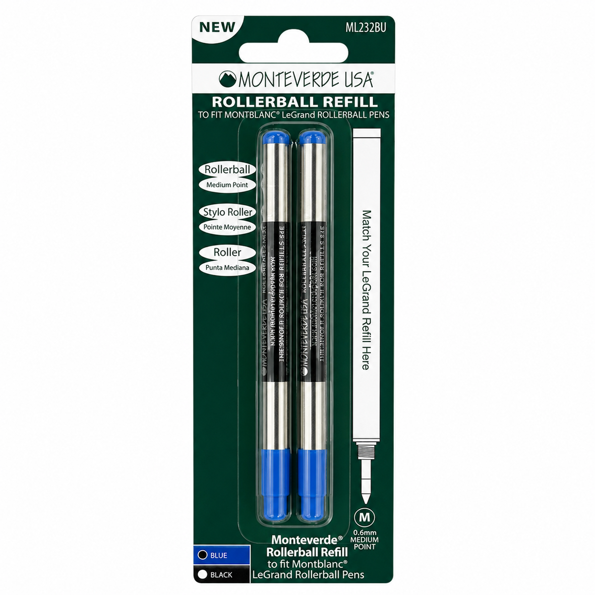 Montblanc LeGrand Rollerball Refill by Monteverde USA® - Blue Medium (2 ea)