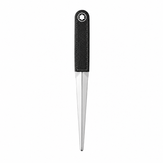 Montblanc Steel Letter Opener - Black Leather