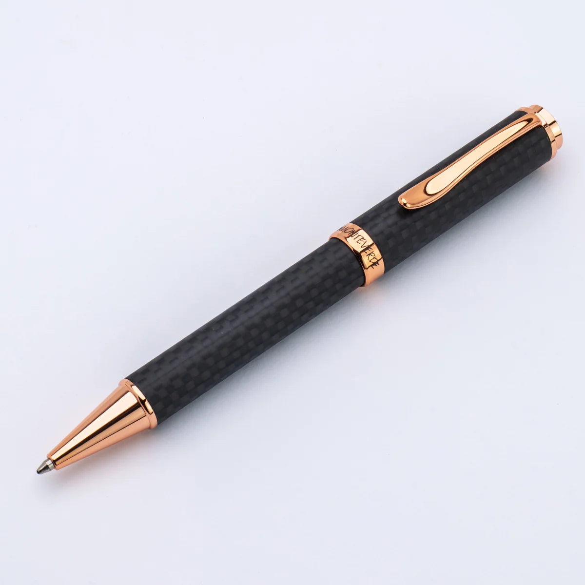 Monteverde Innova Ballpoint - Matte Carbon Fiber with Rose Gold Trim