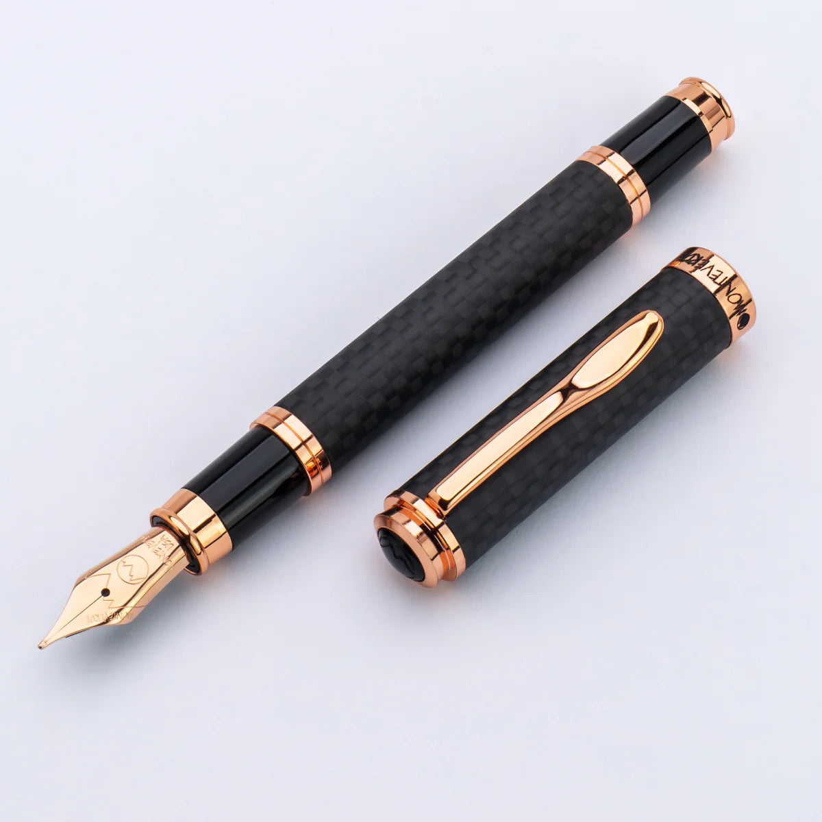 Monteverde Innova Fountain Pen - Matte Carbon Fiber with Rose Gold Trim