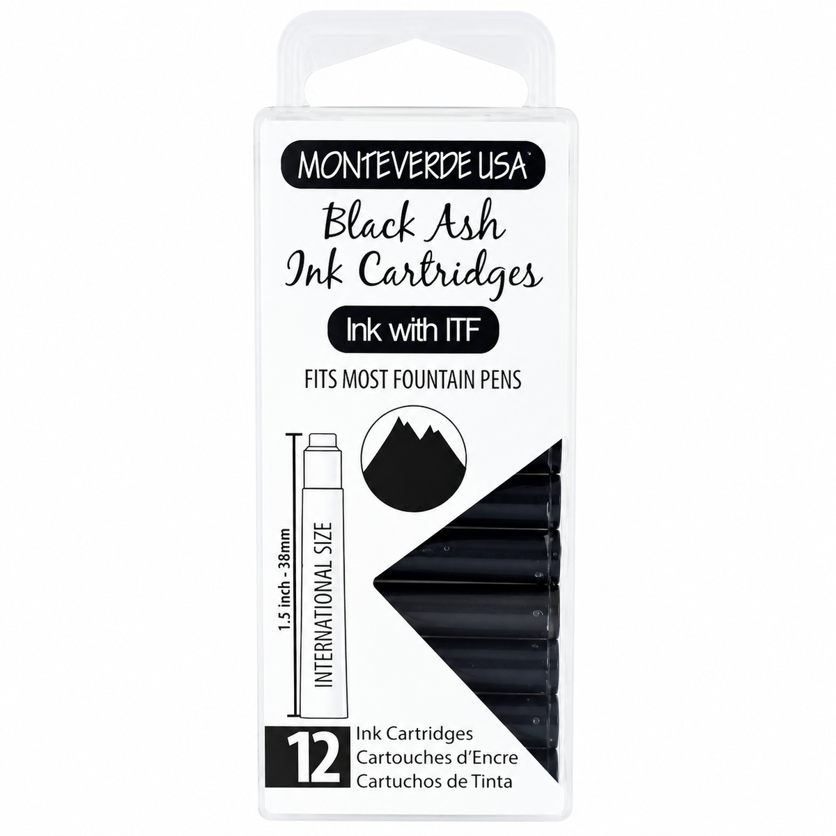 Monteverde Black Ash Ink Cartridges (Set of 12)
