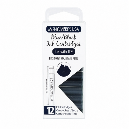 Monteverde Blue-Black Ink Cartridges (Set of 12)
