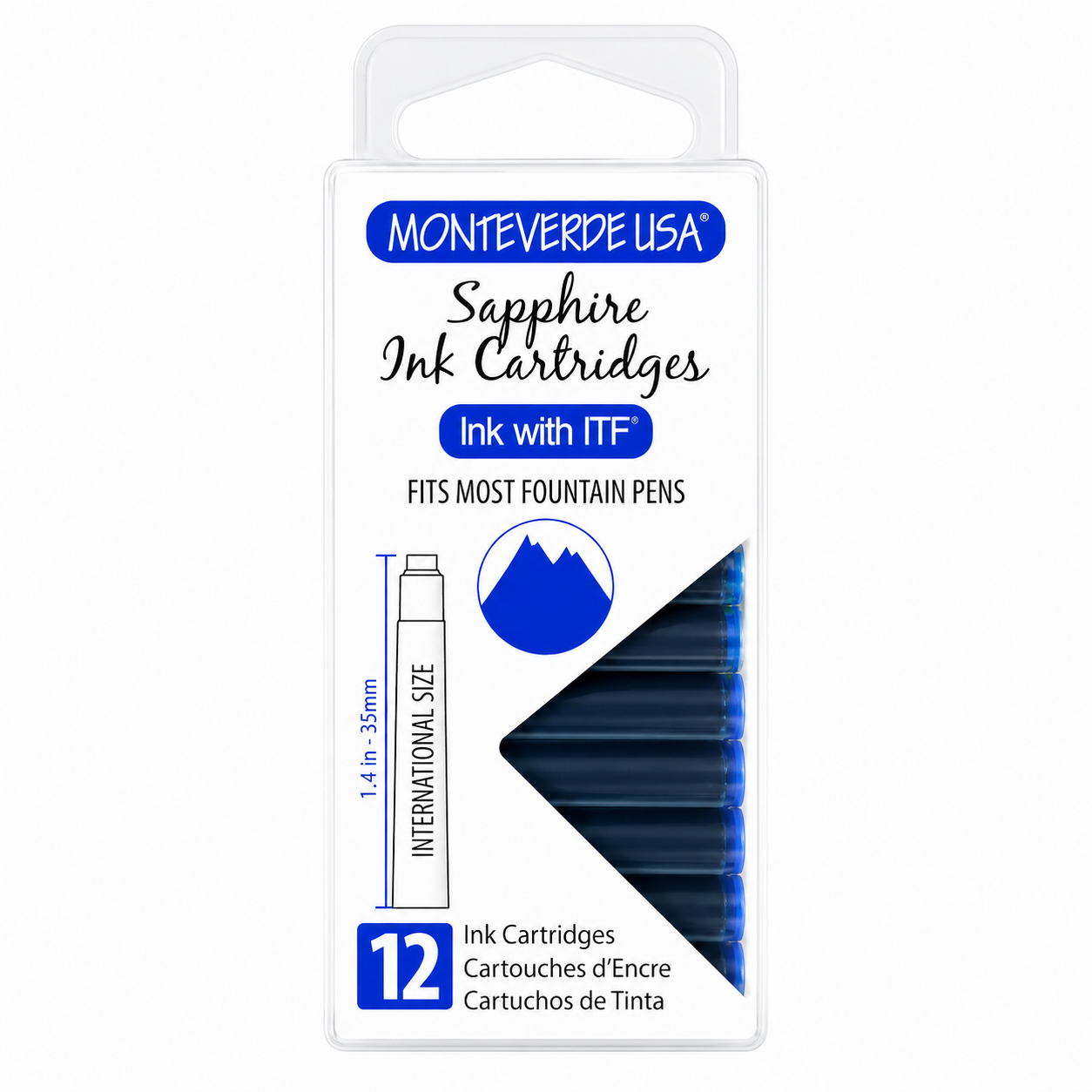 Monteverde Sapphire Ink Cartridges (Set of 12)
