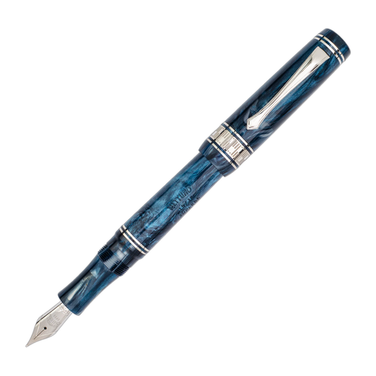 Nettuno Superba Suspended Animation Fountain Pen - Blue Mamba with Rhodium Trim (14K) (Limited Edition)