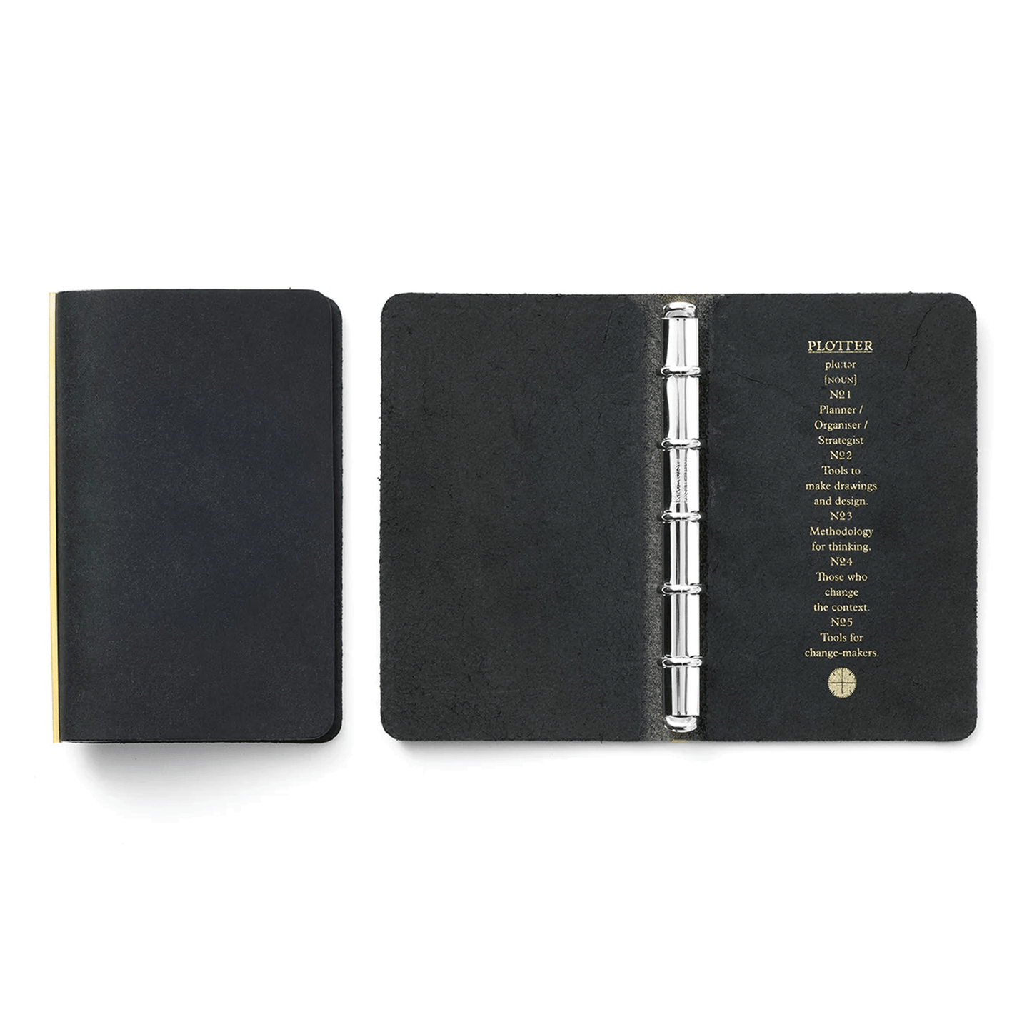 PLOTTER Mini 5 Size Pueblo 5-Ring Leather Binder - Black