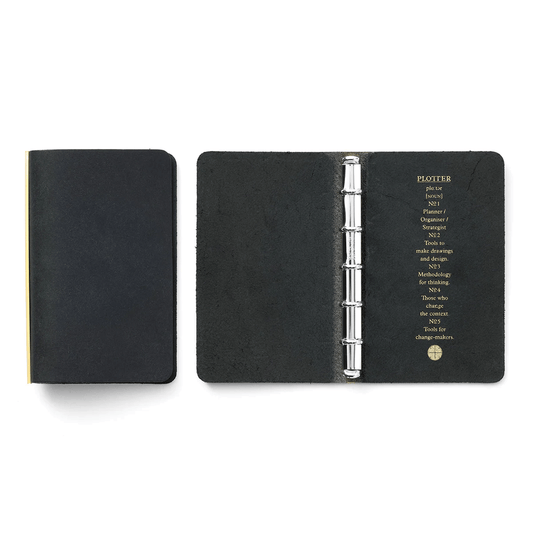 PLOTTER Mini 5 Size Pueblo 5-Ring Leather Binder - Black
