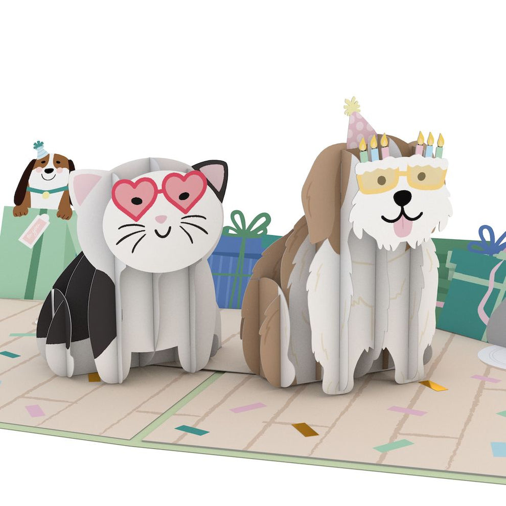 Lovepop Pop-Up Card - Birthday Cats and Dogs