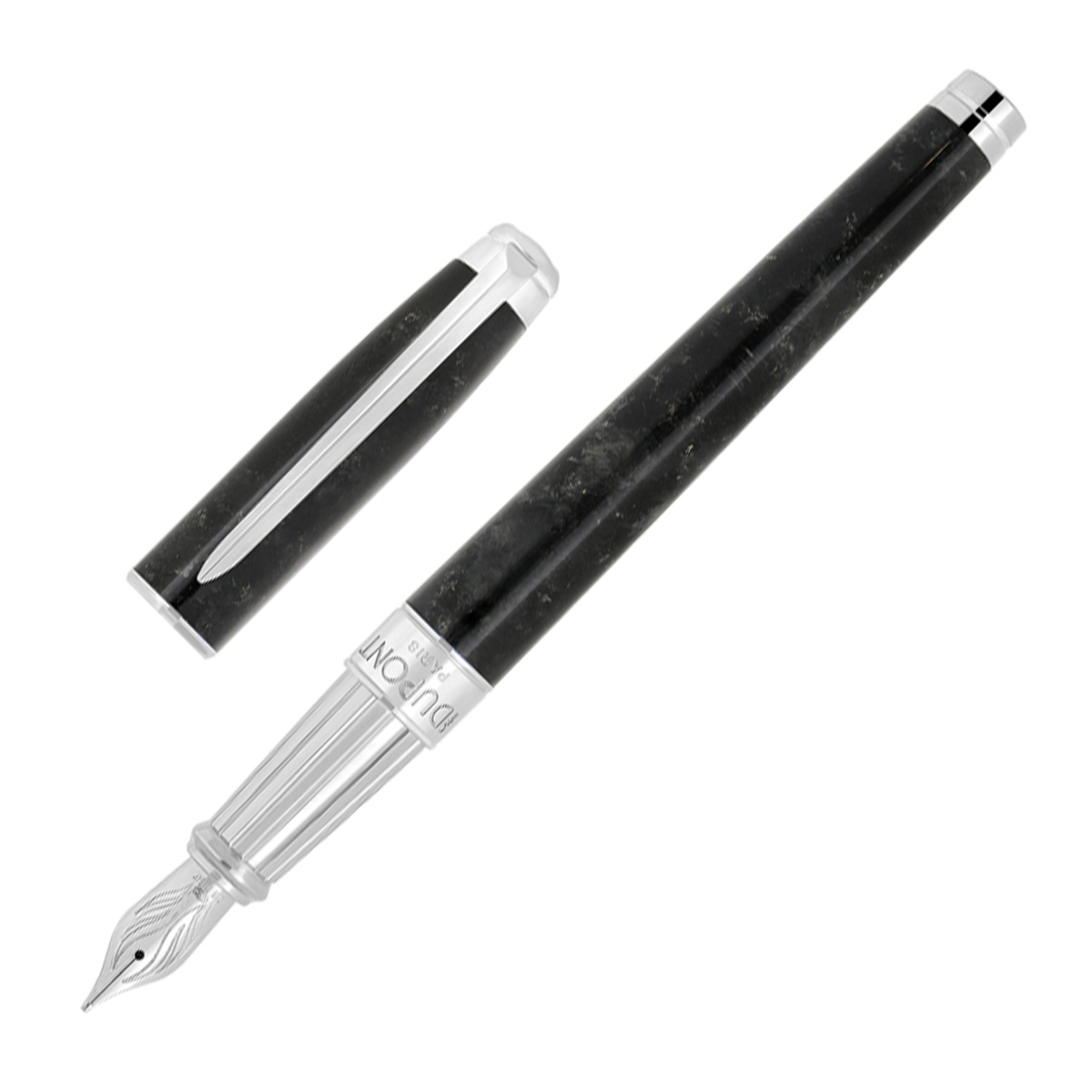 S.T. Dupont Line D Eternity Fountain Pen - Popote Black with Palladium Trim