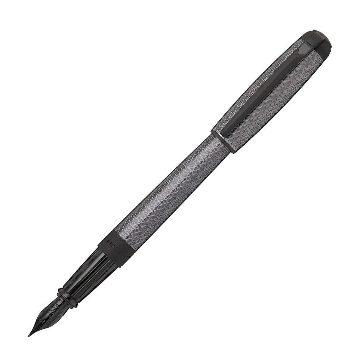 S.T. Dupont Line D Firehead Fountain Pen - Guilloche Graphite with Black Trim (Discontinued)