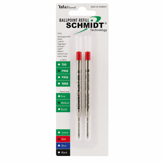 Schmidt P900 Parker Style Ballpoint Refills - Red Medium (2ea)