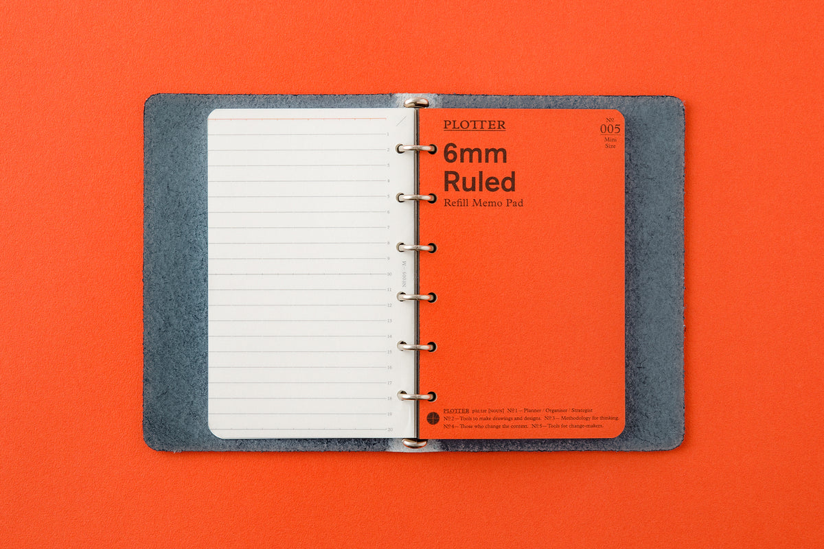 PLOTTER Mini Size Shiranami 6-Ring Leather Binder - Blue