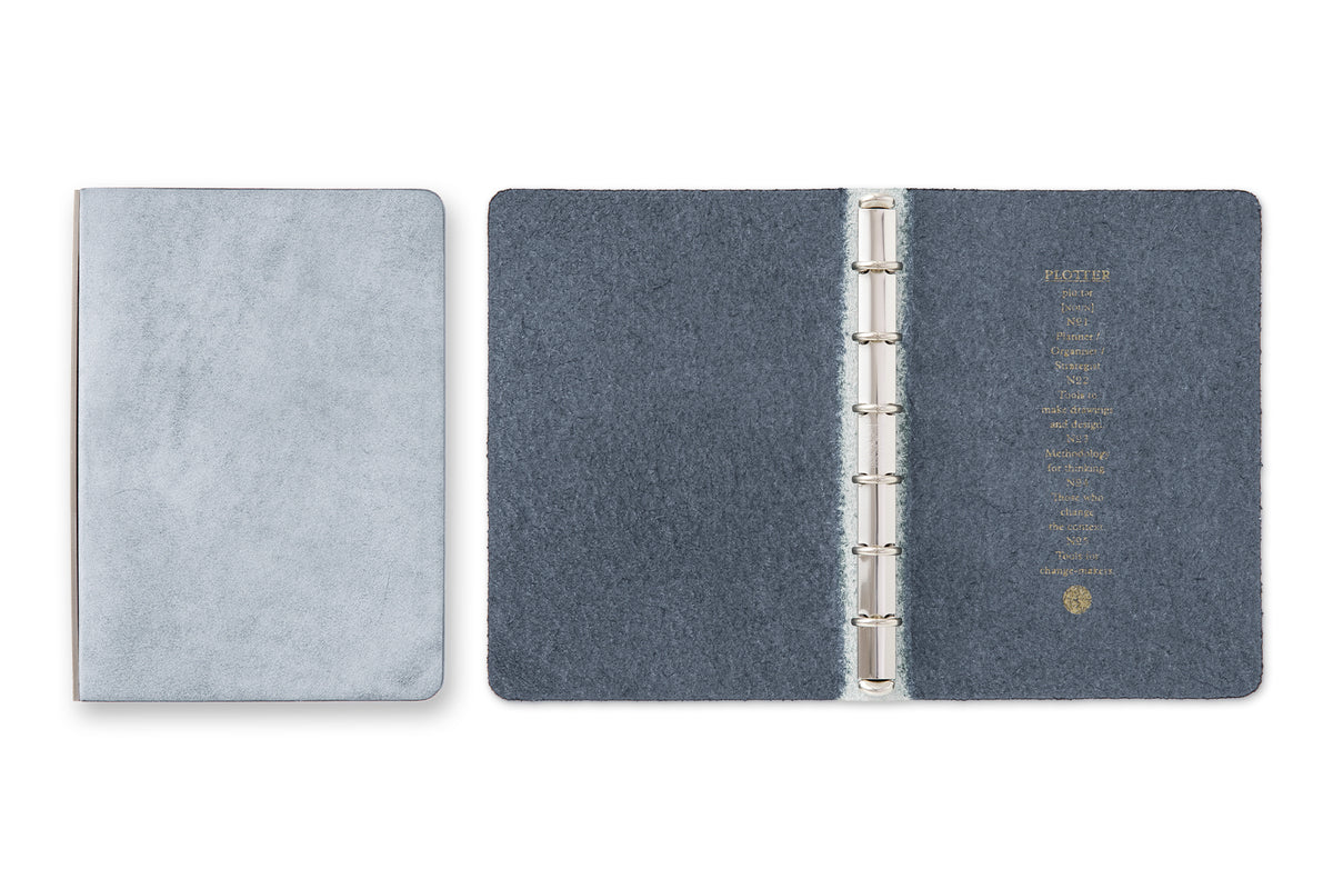 PLOTTER Mini Size Shiranami 6-Ring Leather Binder - Blue