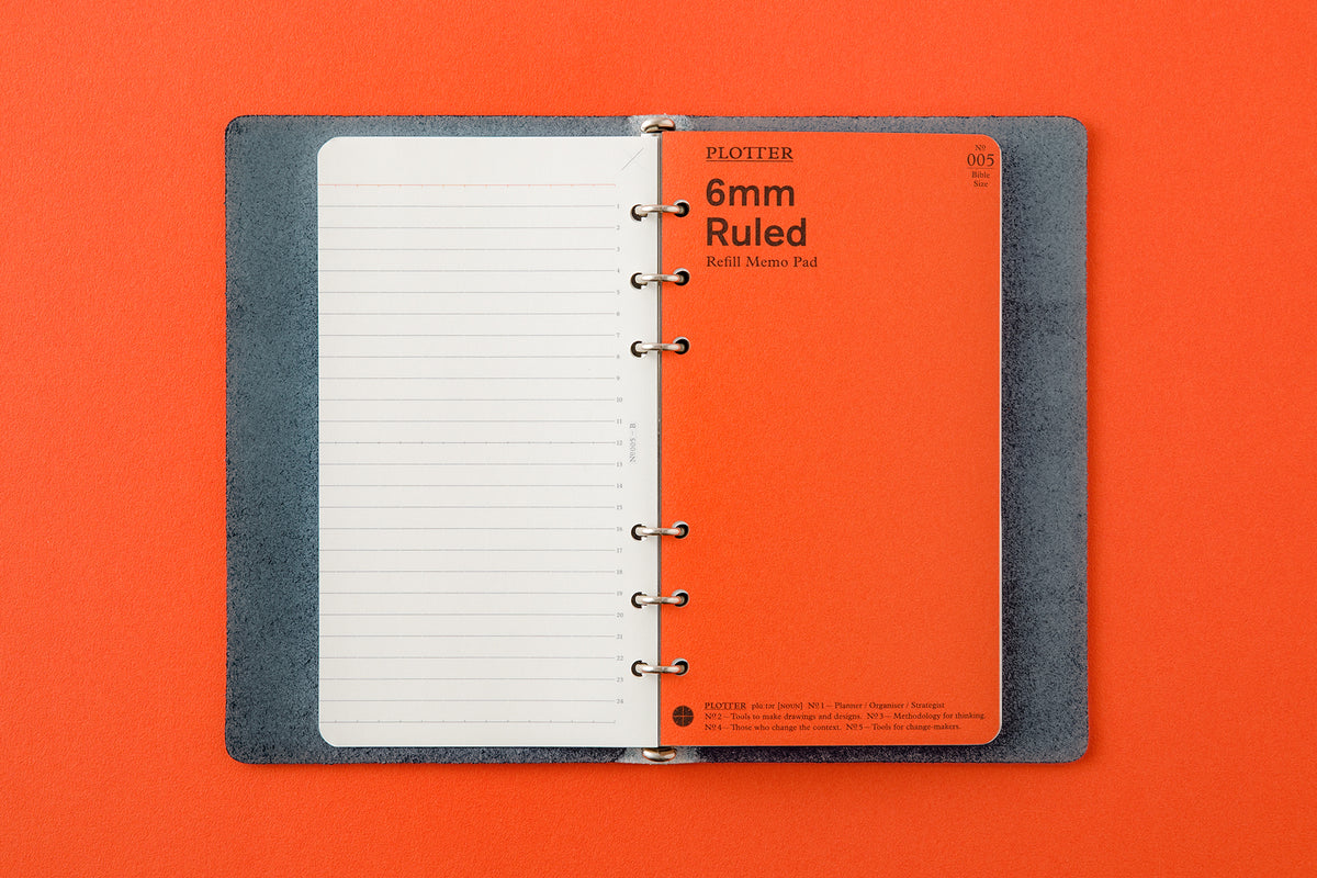 PLOTTER Bible Size Shiranami 6-Ring Leather Binder - Blue