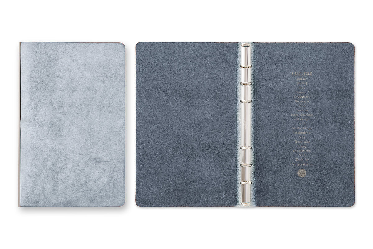 PLOTTER Bible Size Shiranami 6-Ring Leather Binder - Blue