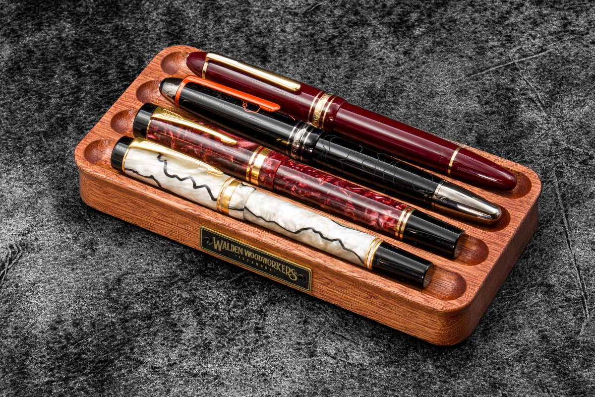 Galen Leather The Pen Station Wooden Pen Stand - Mahogany