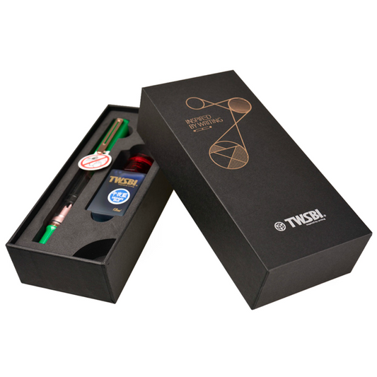 TWSBI ECO-T Fountain Pen Gift Set - Royal Jade Rose Gold with Midnight Ink