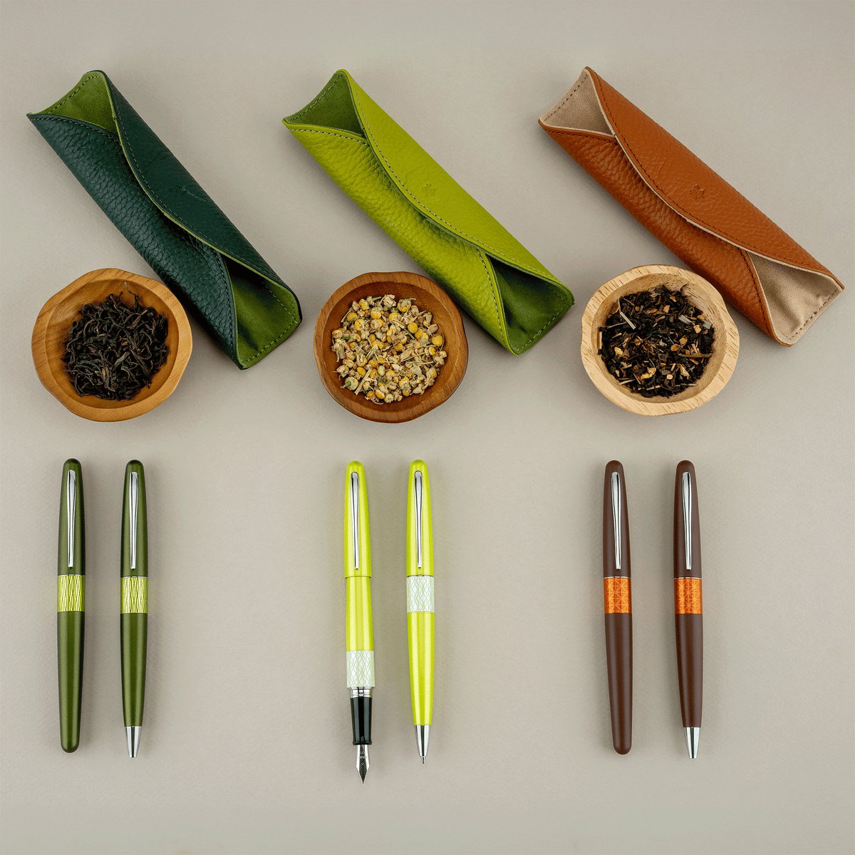 Pilot Chanomegumi Leather Pen Case - Roasted Tea Brown (Limited Edition)