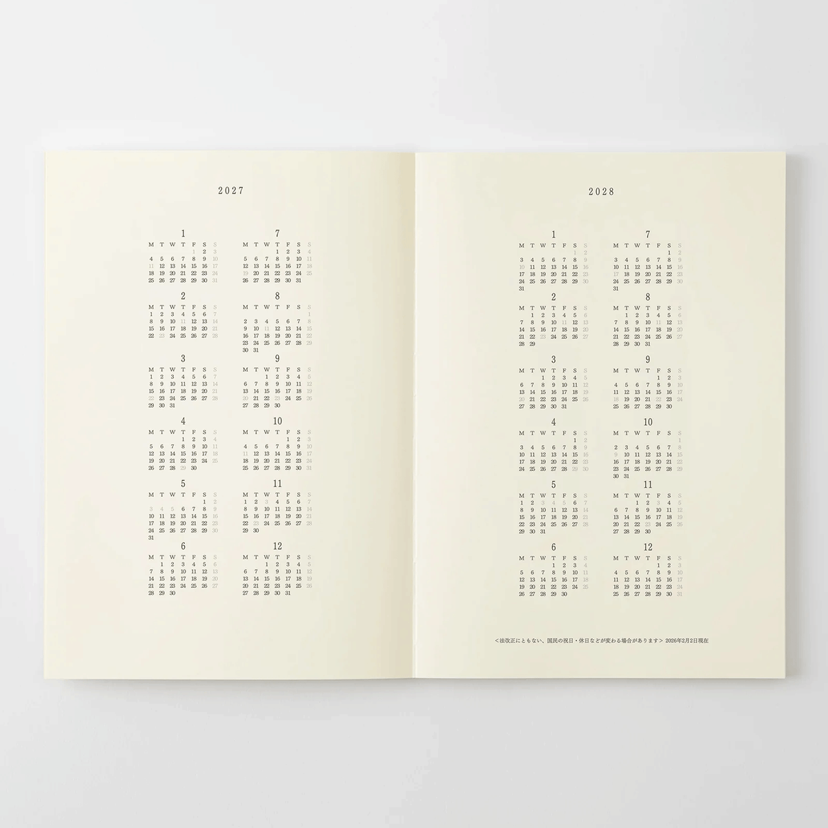 Midori 2027 MD Product Notebook Diary - A4 Thin Size