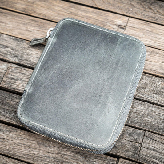 Galen Leather Zippered 10 Slots Pen Case - Crazy Horse Smoky