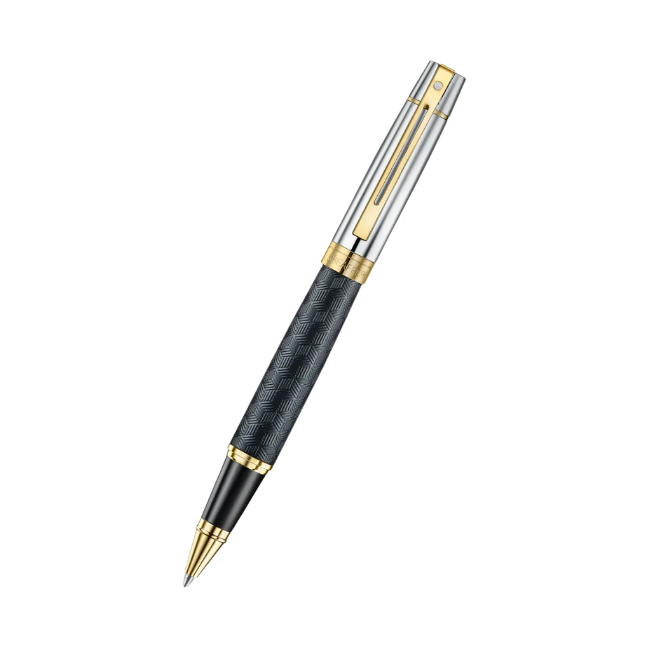 Sheaffer 300 Rollerball - Engraved Black with Chrome Cap and Gold Trims