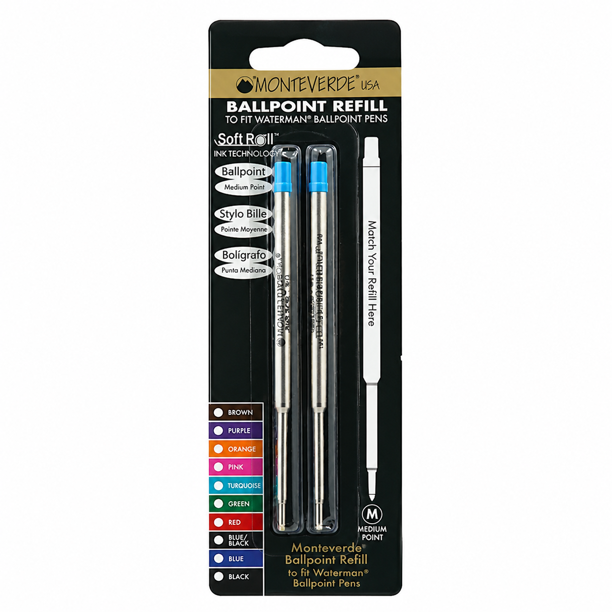 Waterman Ballpoint Refill by Monteverde USA® - Blue-Black Medium (2 ea)