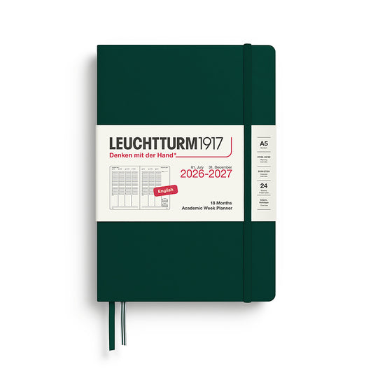 Leuchtturm1917 2027 A5 Medium Hardcover 18-Month Academic Weekly Planner - Forest Green