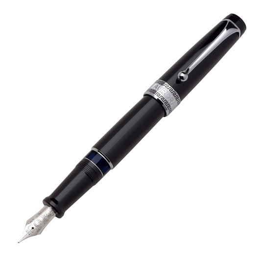 Aurora Optima Auroloide Fountain Pen - Black - Chrome Trim
