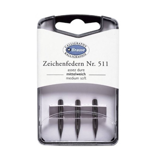 Brause Zeichenfedern Nr. 511 Medium Soft Calligraphy Nibs (Set of 3)