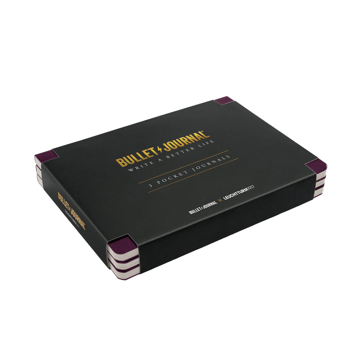 Leuchtturm1917 Bullet Journal A6 Pocket Dotted Notebook - Purple (Pack of 3)