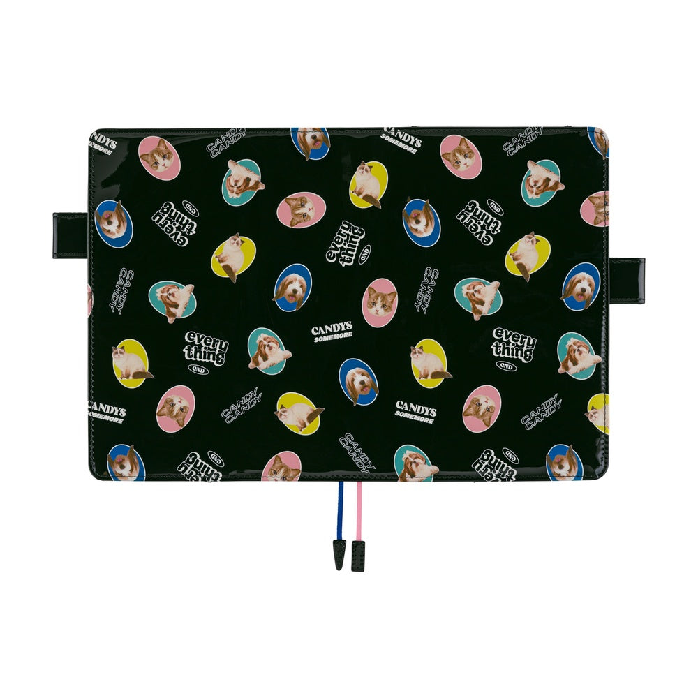 Hobonichi 2026 A5 Cousin Cover Only - Candy Stripper: Random Dog & Cat (Black)