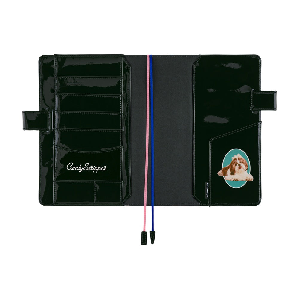 Hobonichi 2026 A5 Cousin Cover Only - Candy Stripper: Random Dog & Cat (Black)