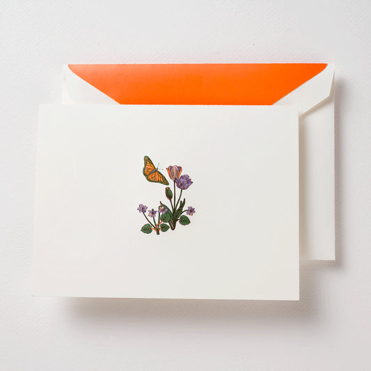 Crane Butterfly and Flowers Note (10 ea)