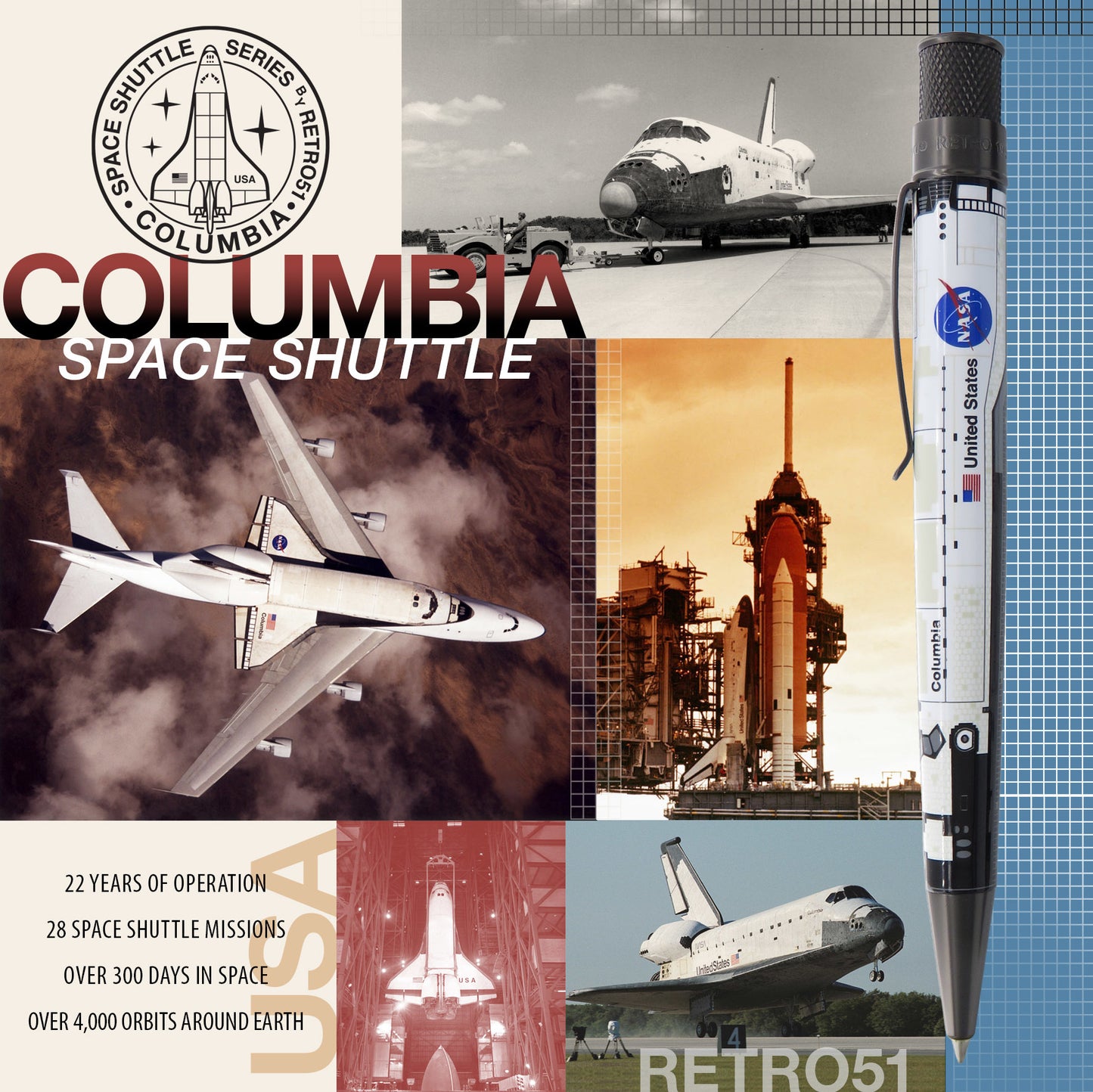 Retro 51 Collection Tornado Rollerball - Columbia Space Shuttle (A/P)