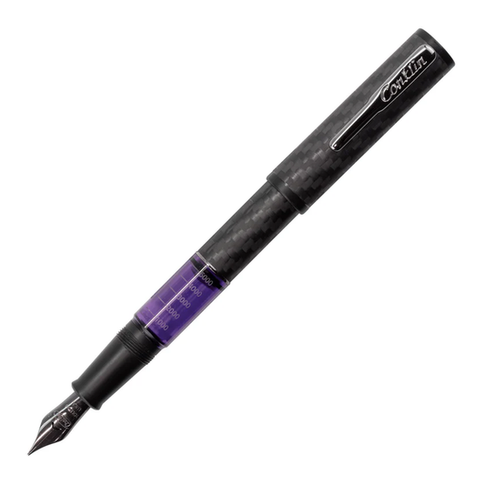 Conklin Carbon Fiber Stealth Word Gauge Fountain Pen - Purple