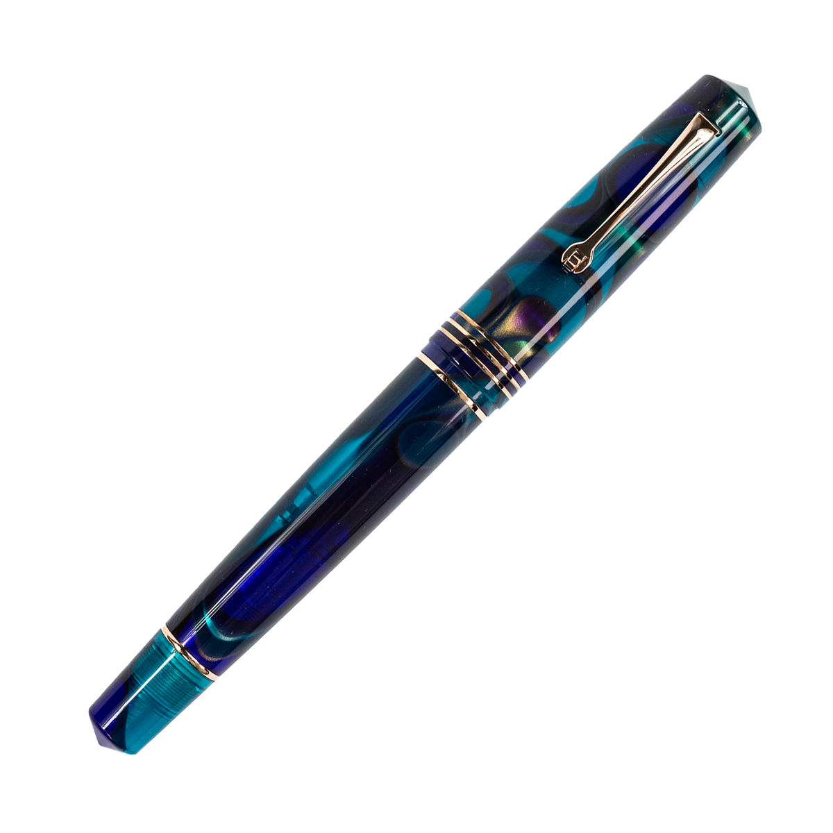 Leonardo Momento Zero Grande Fountain Pen - Eclipse Collection: Moon with Rose Gold Trim
