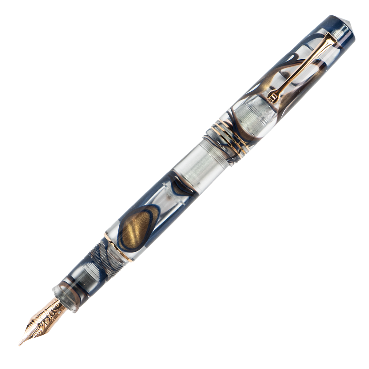 Leonardo Momento Zero Grande Fountain Pen - Eclipse Collection: Sun with Rose Gold Trim