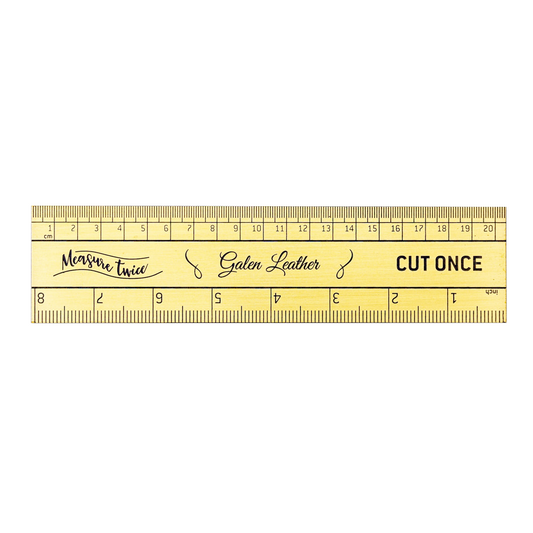 Galen Leather Brass Vintage Inspired Ruler - Imperial and Metric Measurements
