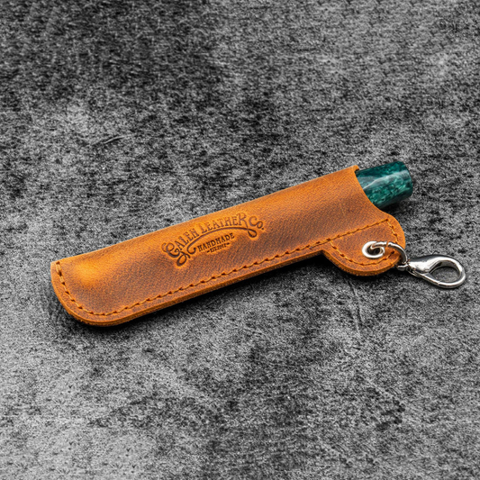 Galen Leather Lanyard EDC Pocket Pen Sleeve Keeper - Crazy Horse Brown