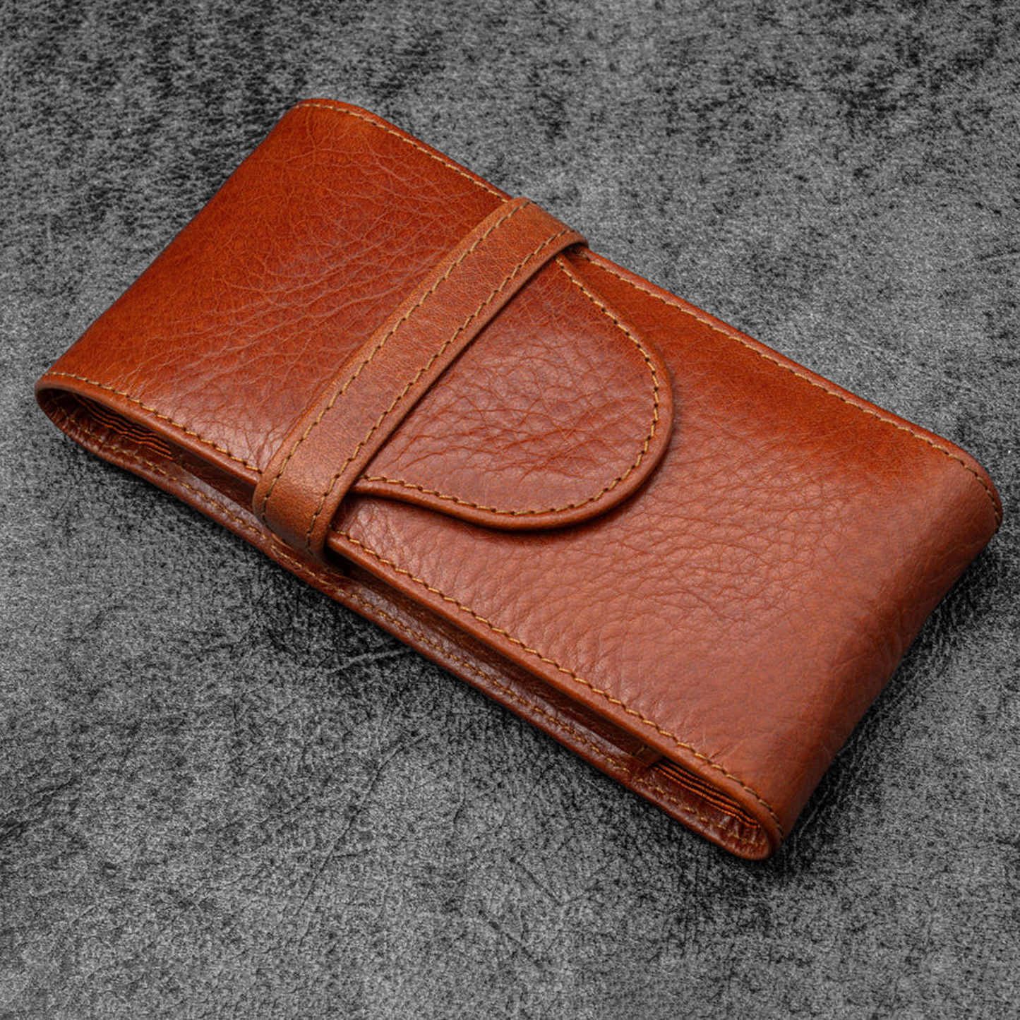 Galen Leather Legacy Collection 3 Slot TwinFlip Pen Case - Deep Cognac