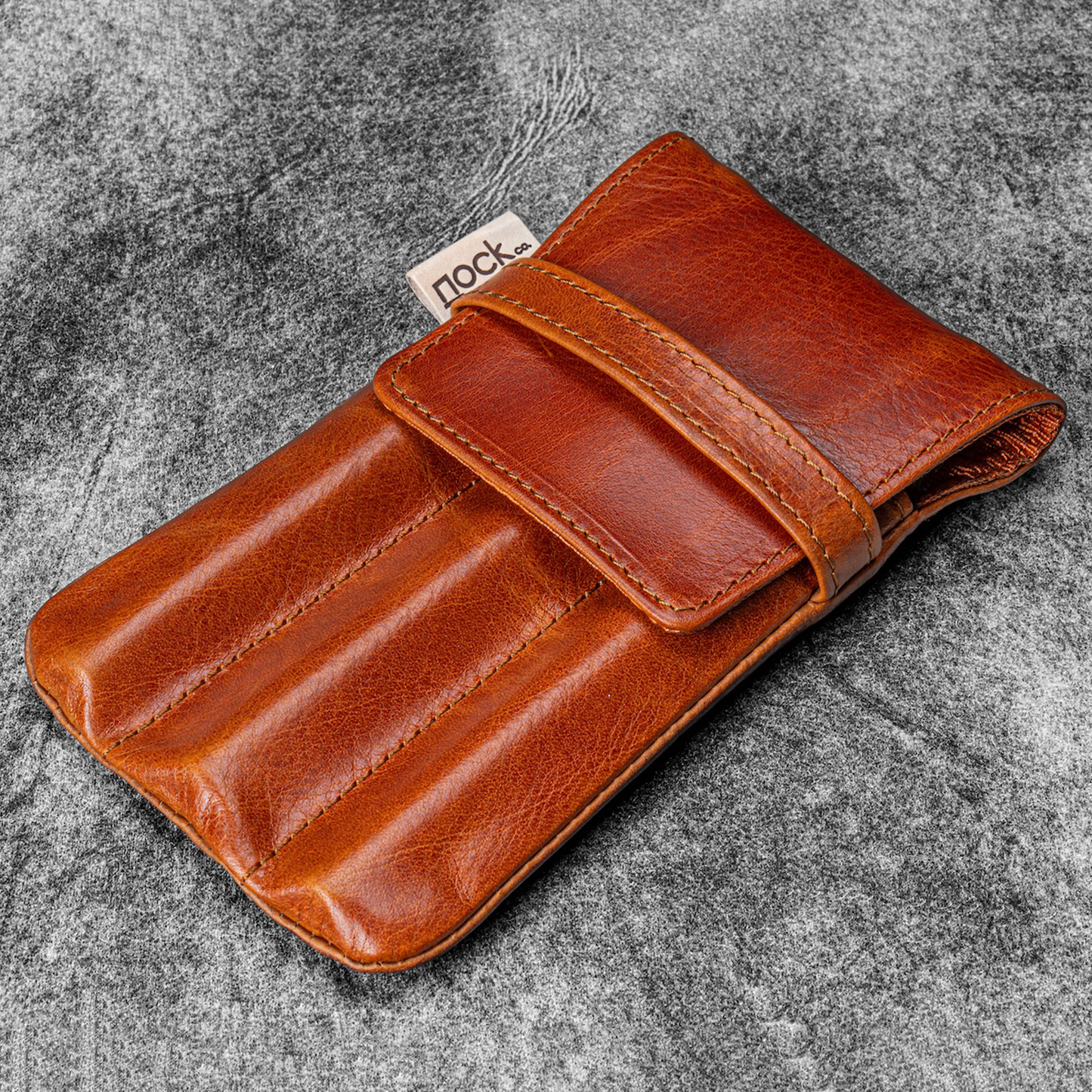 Galen Leather x Nock Co Legacy Collection 3 Slot Lookout Pen Case - Deep Cognac
