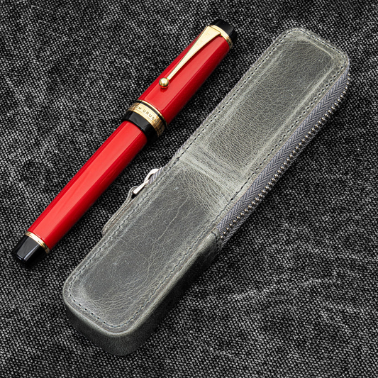 Galen Leather Oversized & Namiki Emperor Zippered Magnum Opus Hard Pen Case - Crazy Horse Smoky