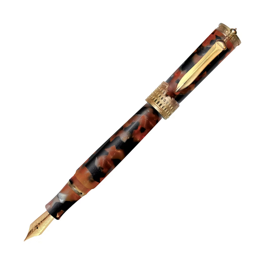 Stipula Gladiator Fountain Pen - Paestrum Tortoise with Gold Trim