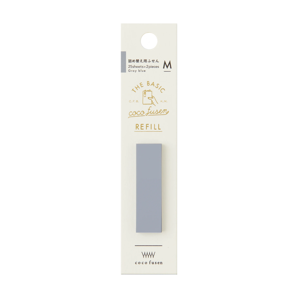 Kanmido Coco Fusen Basic Medium Sticky Note Refills - Gray Blue